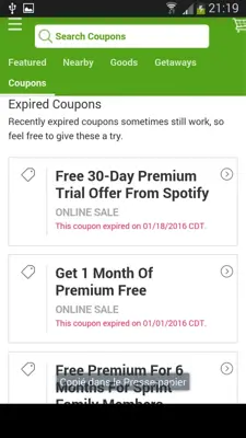 Coupons for Spotify android App screenshot 0