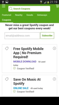 Coupons for Spotify android App screenshot 1